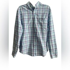 Vineyard Vines Men’s Long Sleeve Button Front Shirt Light Blue Plaid Slim Fit M